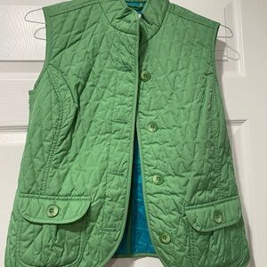 Van Heusen Green Quilted Vest with Stand-Up Collar
